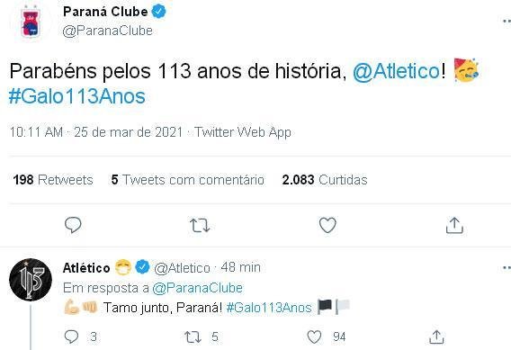 Atltico recebeu mensagens de clubes, jogadores, torcedores e jornalistas