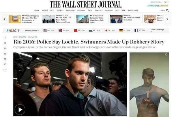 The Wall Street Journal (EUA): nadadores norte-americanos maquiaram história de roubo
