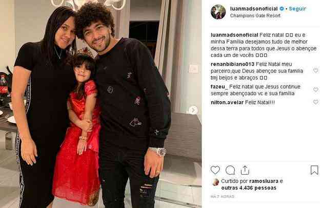 Luan passou a noite de Natal com a esposa e a filha