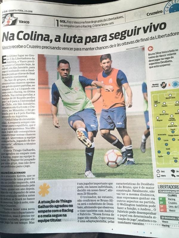 Duelo entre Vasco e Cruzeiro, nesta quarta-feira, s 21h45, em So Janurio, ganhou as manchetes dos jornais cariocas