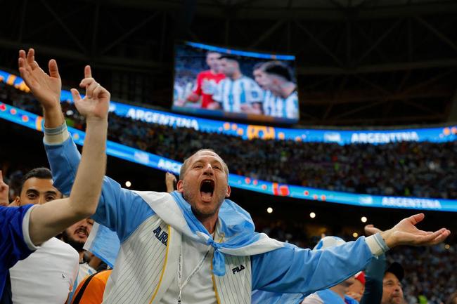 Fotos das torcidas durante o jogo entre Holanda e Argentina, pelas quartas de final da Copa do Mundo do Catar