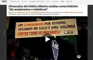 Antena 3 (Espanha) - Torcedores do Atltico explodem contra Robinho: 'No aceitamos estupradores'