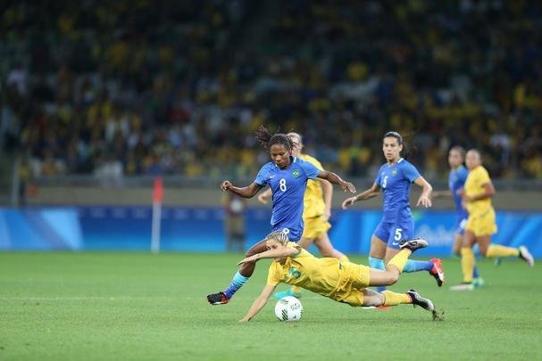 Imagens do primeiro tempo do jogo entre Brasil e Austrlia, no Mineiro, em Belo Horizonte, pelas quartas de final do torneio de futebol feminino dos Jogos Olmpicos Rio 2016