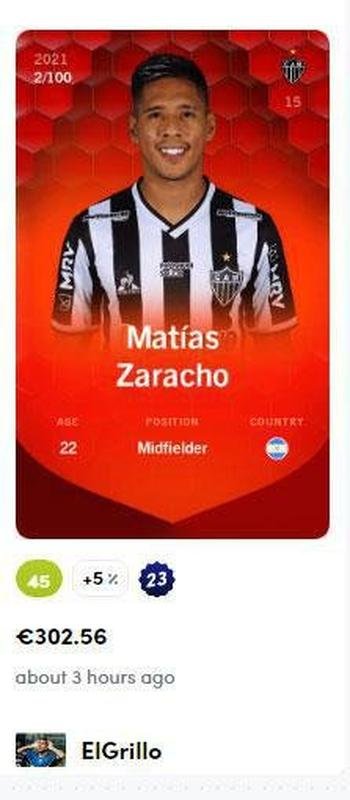 Matas Zaracho - 302,56 euros (R$ 1.926,73) pela carta rara
