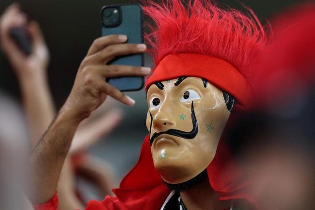 Torcedores de Marrocos e Canad na partida pelo Grupo F da Copa do Mundo 