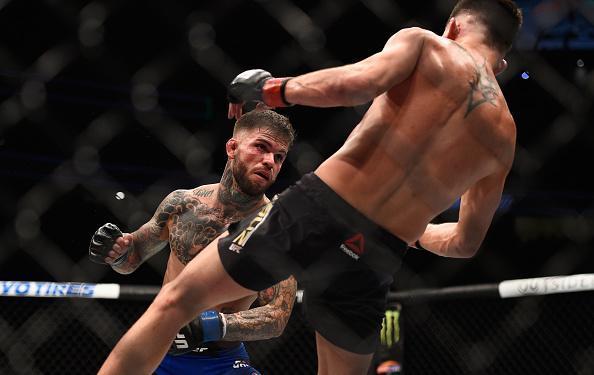 Cody Garbrandt (luvas azuis) venceu Dominick Cruz por deciso unnime e conquistou o cinturo dos galos
