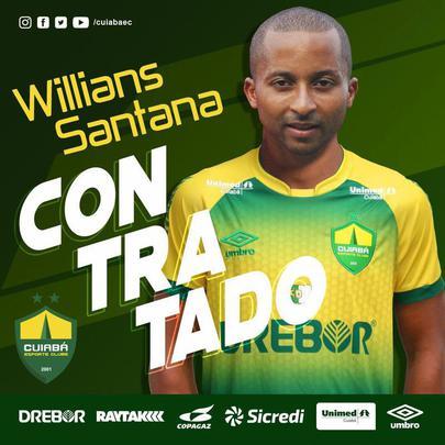 O Cuiab anunciou a contratao do meia-atacante Willians, que estava no CRB