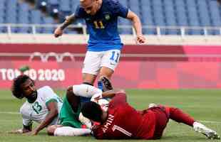 Fotos da vitria da Seleo Brasileira Masculina de Futebol, sobre a Arbia Saudita, nos Jogos de Tquio