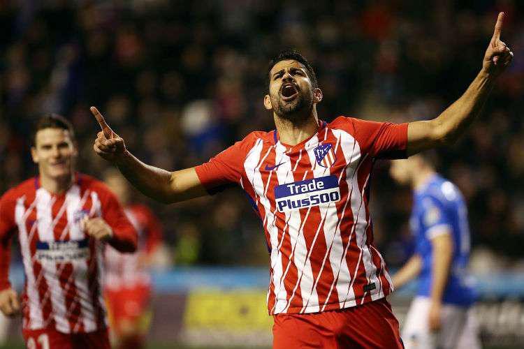 Lleida Esportiu 0 x 4 Atlético de Madrid (Copa do Rei da Espanha, em 3/1/2018) - Diego Costa foi reserva na volta ao Atlético, mas entrou aos 19 minutos do segundo tempo e marcou um gol