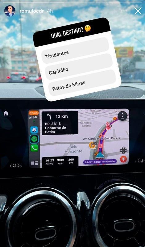 Rmulo fez mistrio sobre o destino de sua folga. Em uma enquete ao seus seguidores, ele deu como dicas as cidades de Tiradentes, Capitlio ou Patos de Minas, todas em Minas Gerais