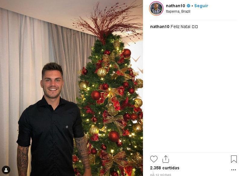 Nathan decorou a casa com uma bela rvore de Natal 