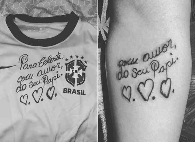 Tatuagem que a filha caula de Pel fez em homenagem ao pai, morto na ltima quinta-feira (29/12)