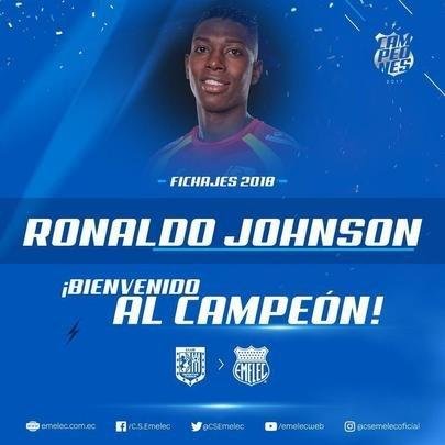 Ronaldo Johnson - atacante se transferiu do Deportivo Cuenca para o Emelec