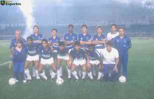 Cruzeiro campeo da Supercopa de 1991: Ademir, Nonato, Paulo, Adlson, Clio Gacho e Paulo Csar Borges; Mrio Tilico, Boiadeiro, Charles, Lus Fernando e Marquinhos