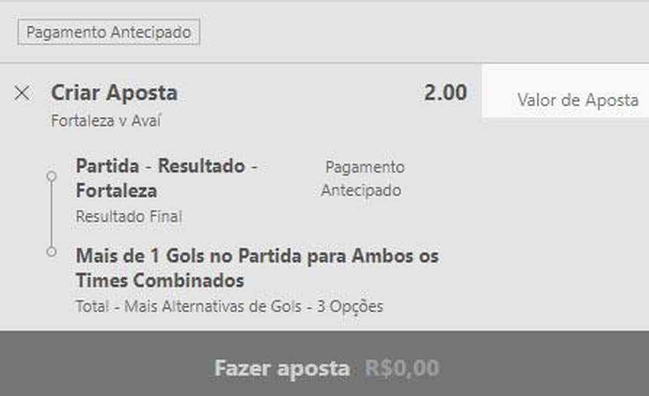 Fortaleza vence e mais de um gol no jogo contra o Ava (odd 2.00) -  o duelo do terceiro melhor time do returno contra o segundo pior. O Fortaleza tem sete vitrias, dois empates e duas derrotas desde o incio do returno, enquanto o Ava tem uma vitria, quatro empates e seis derrotas. O Fortaleza  um dos piores mandantes do Brasileiro, mas tentar dar a volta por cima contra o segundo pior visitante.