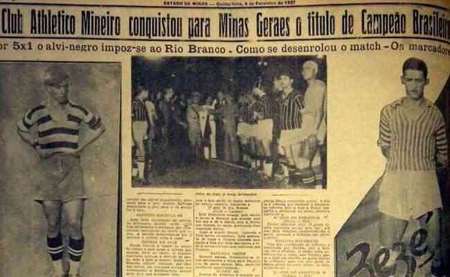 A capa do jornal Estado de Minas exaltava o título do Atlético em 1937