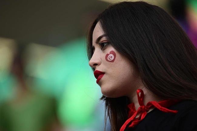 Imagens dos torcedores no jogo entre Dinamarca e Tun�sia, pelo Grupo D da Copa do Mundo.