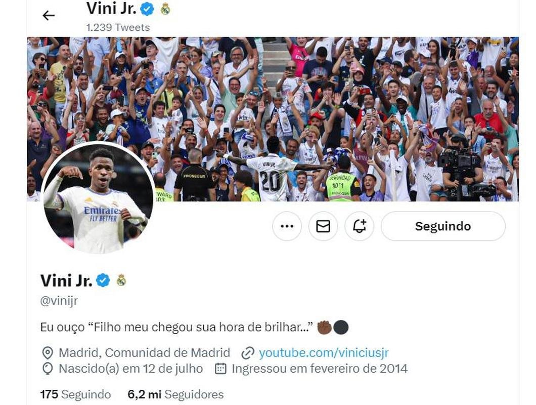 Contas de jogadores e clubes com e sem o perfil de verificado no Twitter