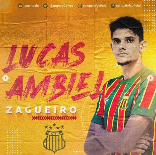 O Sampaio Corra anunciou a contratao do zagueiro Lucas Ambiel, que estava no Globo