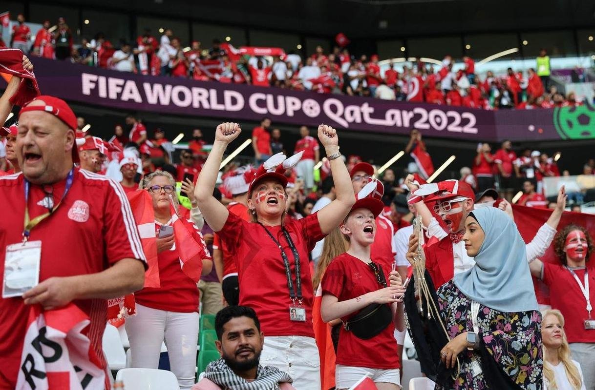 Imagens dos torcedores no jogo entre Dinamarca e Tunsia, pelo Grupo D da Copa do Mundo.