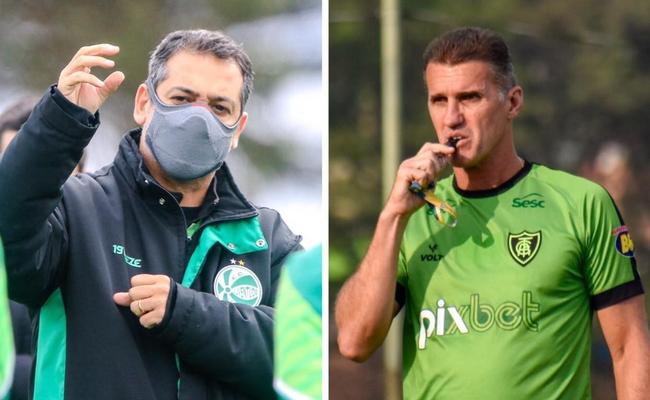 Técnicos Marquinhos Santos, do Juventude, e Vagner Mancini, do América