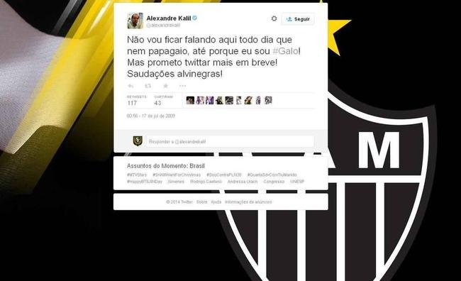 No dia 17 de julho de 2009, Kalil criou sua conta no Twitter, ferramenta que viraria referncia durante sua gesto