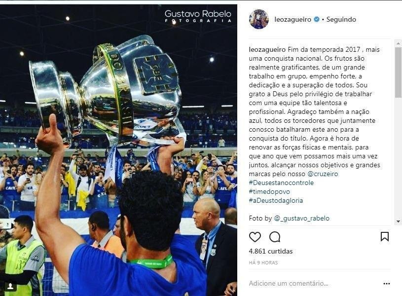 Antes de embarcar para as frias, Leo fez uma anlise de seu 2017 no Cruzeiro