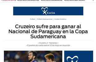 Sport (Espanha): o jornal de Barcelona tambm trouxe uma nota sobre a vitria celeste na estreia da Sul-Americana