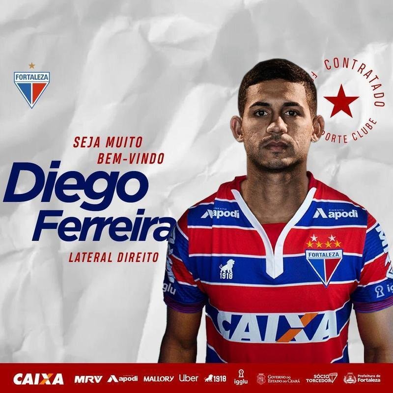 O Fortaleza anunciou a contratao do lateral-direito Diego Ferreira
