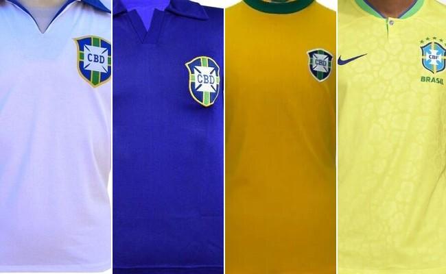 Camisas da Seleo Brasileira nas Copas do Mundo de 1950, 1958, 1970 e 2022