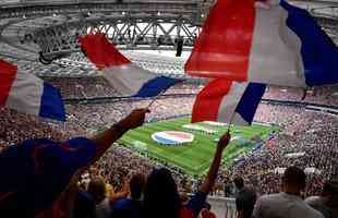 Torcida francesa na final da Copa do Mundo, contra a Crocia, em Moscou