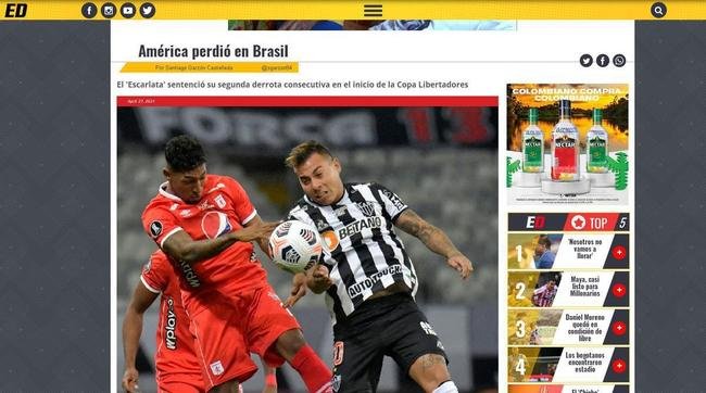 El Deportivo diz que a situação do América-COL ficou complicada após a segunda derrota em dois jogos da Copa Libertadores