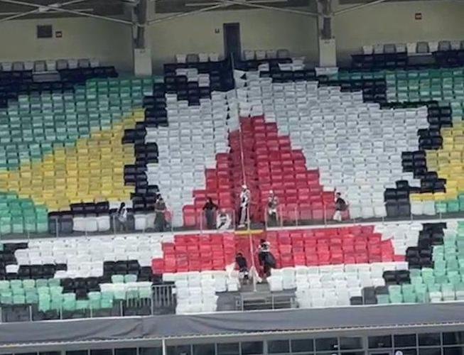 Fotos dos mosaicos feitos para a partida entre Atltico e Boca Juniors no Mineiro, pelas oitavas de final da Copa Libertadores