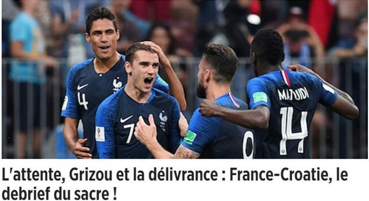 'Expectativa, Grizou (apelido de Griezmann, que rima com Zizou, de Zinedine Zidane) e libertação: França x Croácia, o jogo da coroação!', vibra o 'Le Point'.