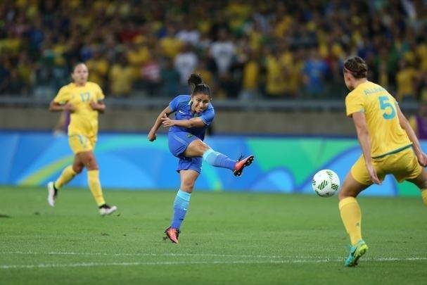Imagens do primeiro tempo do jogo entre Brasil e Austrlia, no Mineiro, em Belo Horizonte, pelas quartas de final do torneio de futebol feminino dos Jogos Olmpicos Rio 2016