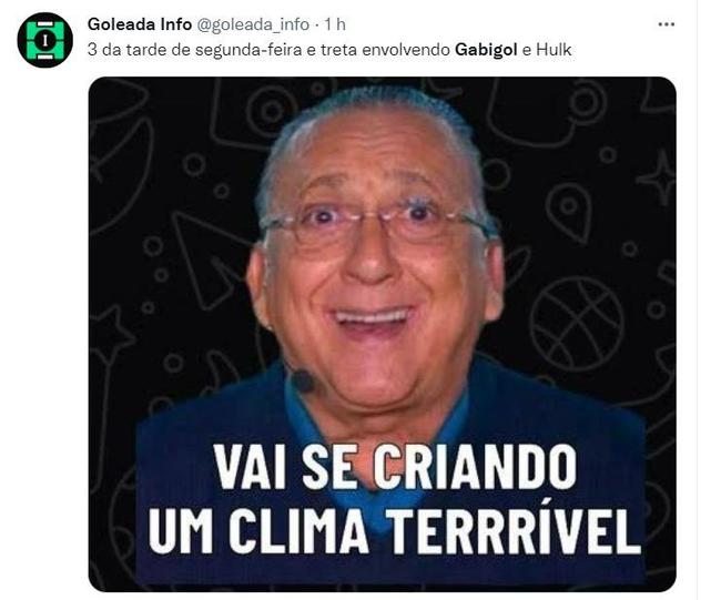 Torcedores de Atlético e Flamengo fizeram memes do conflito entre os atacantes Hulk e Gabigol