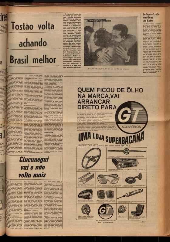 Dirio de Minas, 19 de dezembro, dia do jogo - no caderno de esportes, o jornal destacou uma entrevista com Tosto, dolo do Cruzeiro, sobre os empates da Seleo Brasileira nos amistosos com Alemanha Ocidental e Iugoslvia. No Atltico, o caderno trouxe detalhes do imbrglio envolvendo o lateral-esquerdo Cincunegui e o tcnico Yustrich. 
