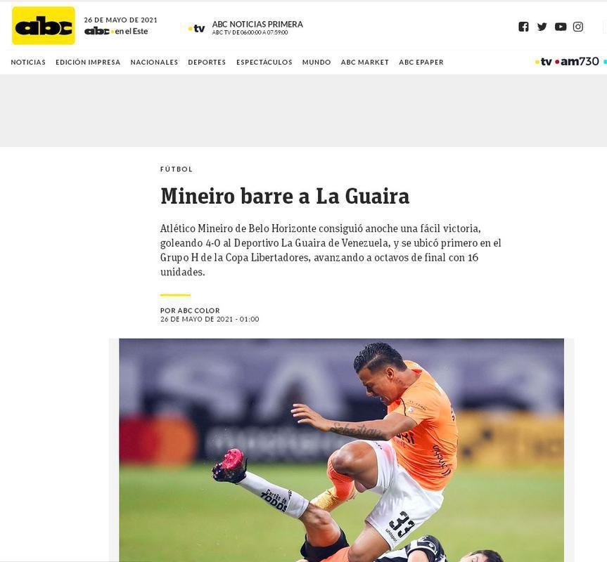 ABC (Paraguai) - 'Mineiro varre o La Guaira'