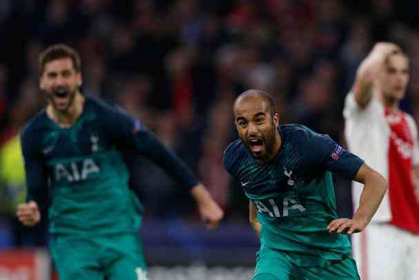 Lucas marcou trs vezes contra o Ajax e conduziu o Tottenham  final da Liga dos Campees