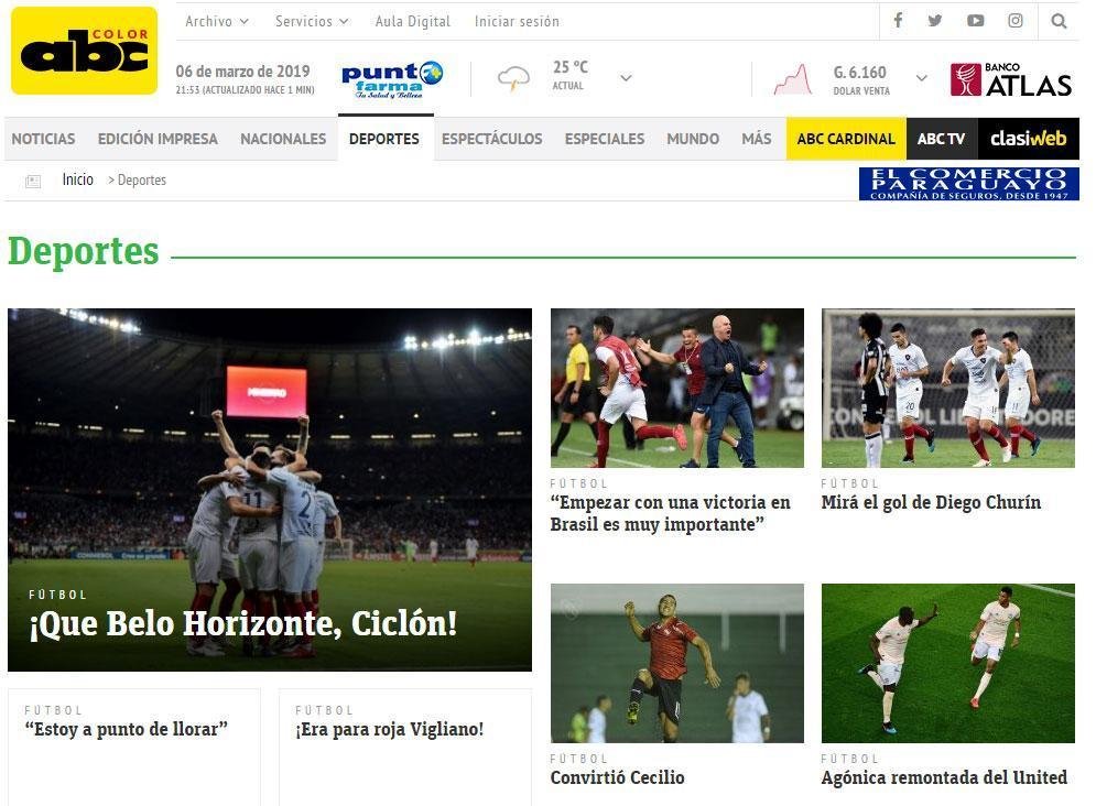 Que Belo Horizonte, destacou o portal esportivo do jornal ABC Color
