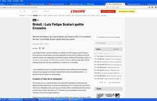 L'quipe, da Frana - Jornal lembra que Felipo ficou pouco tempo no comando do Cruzeiro