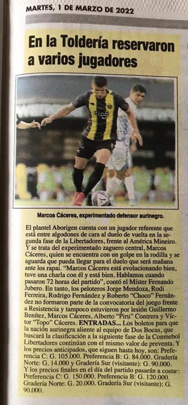 Jornais paraguaios detalham prévias da partida entre Guaraní e América, pela Copa Libertadores