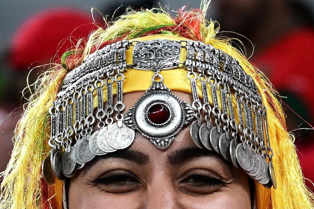 Torcedores de Marrocos e Canad na partida pelo Grupo F da Copa do Mundo 