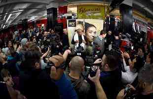 Treino aberto do UFC no Brooklyn - Anderson Silva atende jornalistas