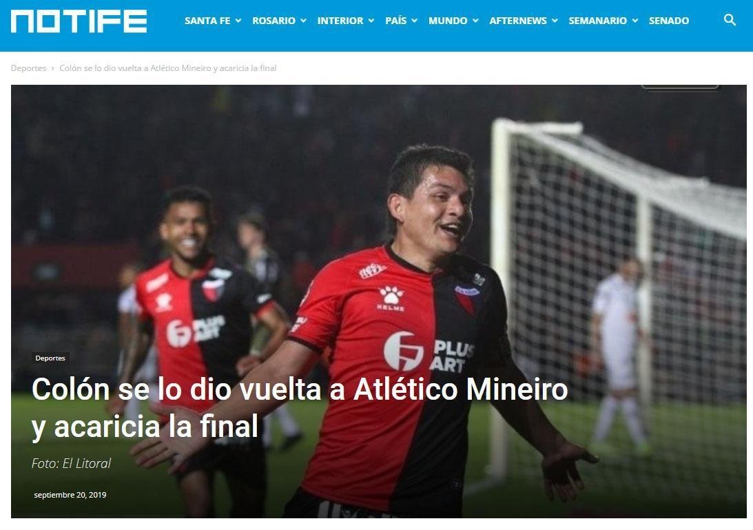 Jornal Notife, de Santa F, v com otimismo a chance de o Coln avanar  final