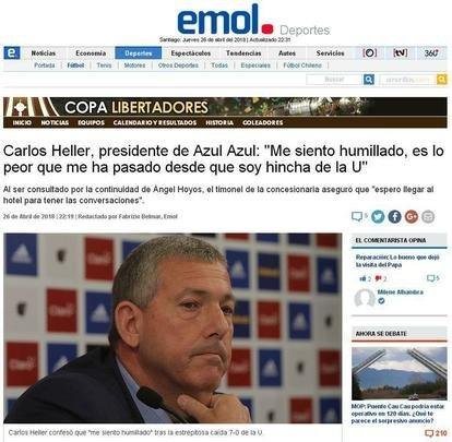 Manchetes dos veculos de comunicao do Chile. Portal EMOL