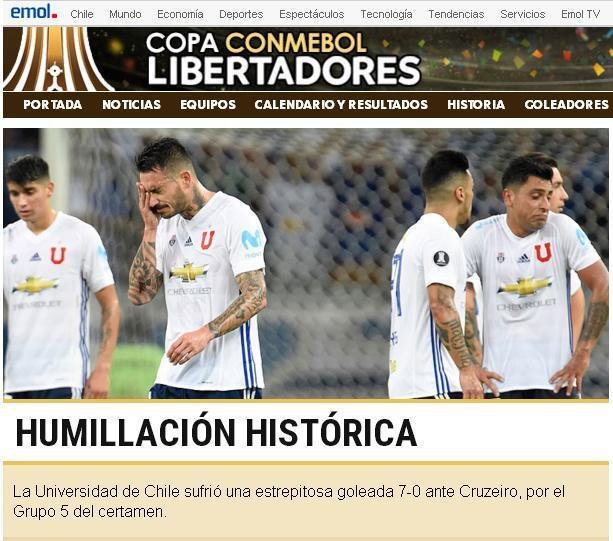 Manchetes dos veculos de comunicao do Chile. Portal EMOL