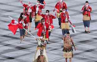 Imagens da cerimnia de abertura dos Jogos Olmpicos de 2020, no Estdio Olmpico de Tquio