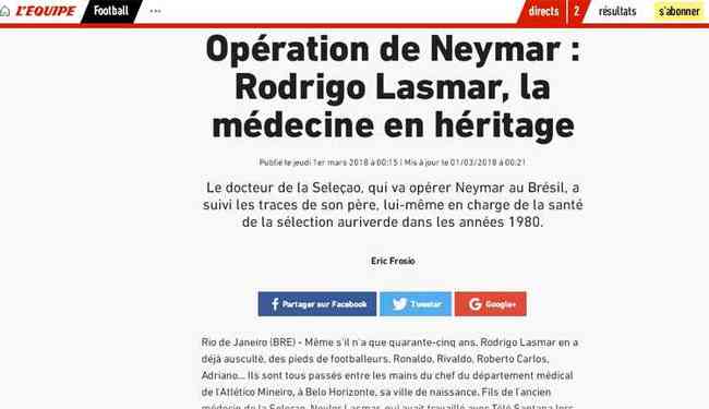 L'quipe fez um perfil do mdico do Atltico, Rodrigo Lasmar. que far a cirurgia do atacante