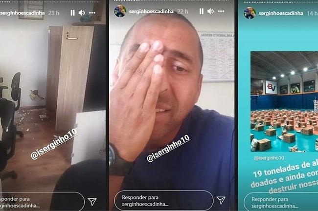 Serginho postou fotos nos stories do Instagram para mostrar o prejuzo com invaso e furto